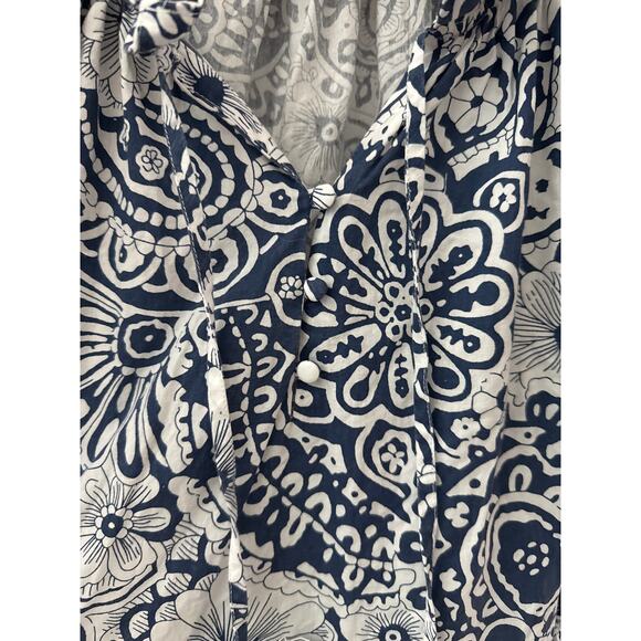 Tuckernuck Hycanith House Thea Tiered Mini Poplin Dress Navy White Size Large - Picture 7 of 11